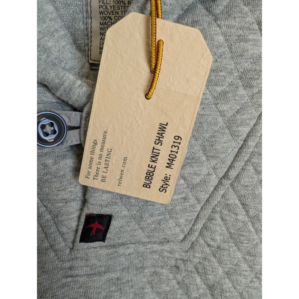 NWT Relwen Quilted Sweatshirt Men Large Light Gray Bubble Knit Shawl Long Sleeve - Picture 3 of 4